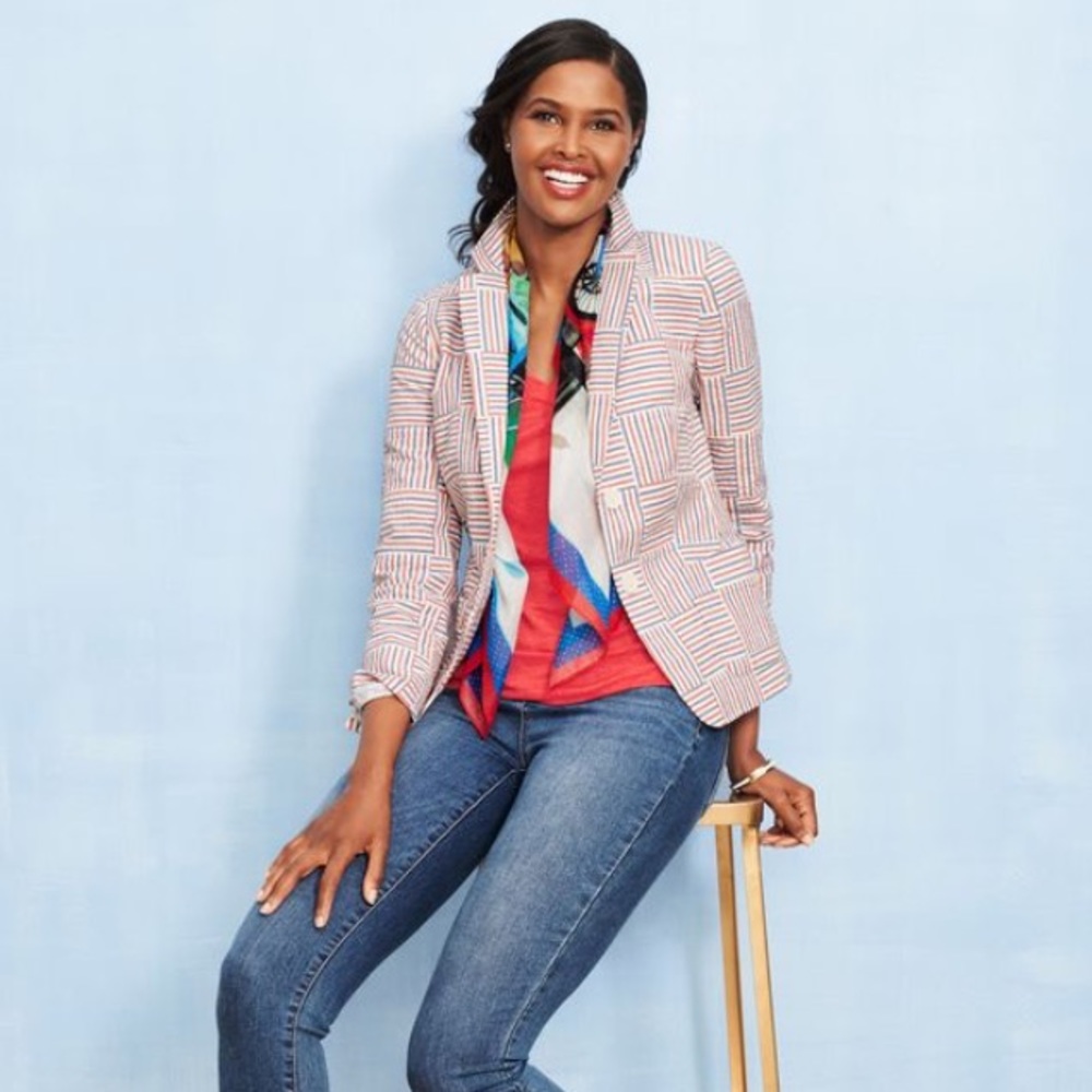 NWOT Patriotic Patchwork Talbots Blazer - 12